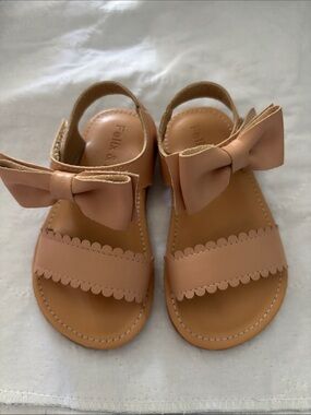 Girls' Tan Bow Sandals - Pink-Tan